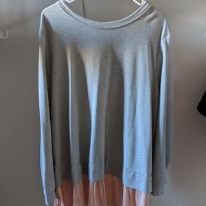 Lane Bryant gray and blush sweatshirt tunic